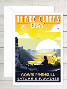 A6 Greeting Card (Three Cliffs Bay. Nature's Paradise) Gower Peninsula