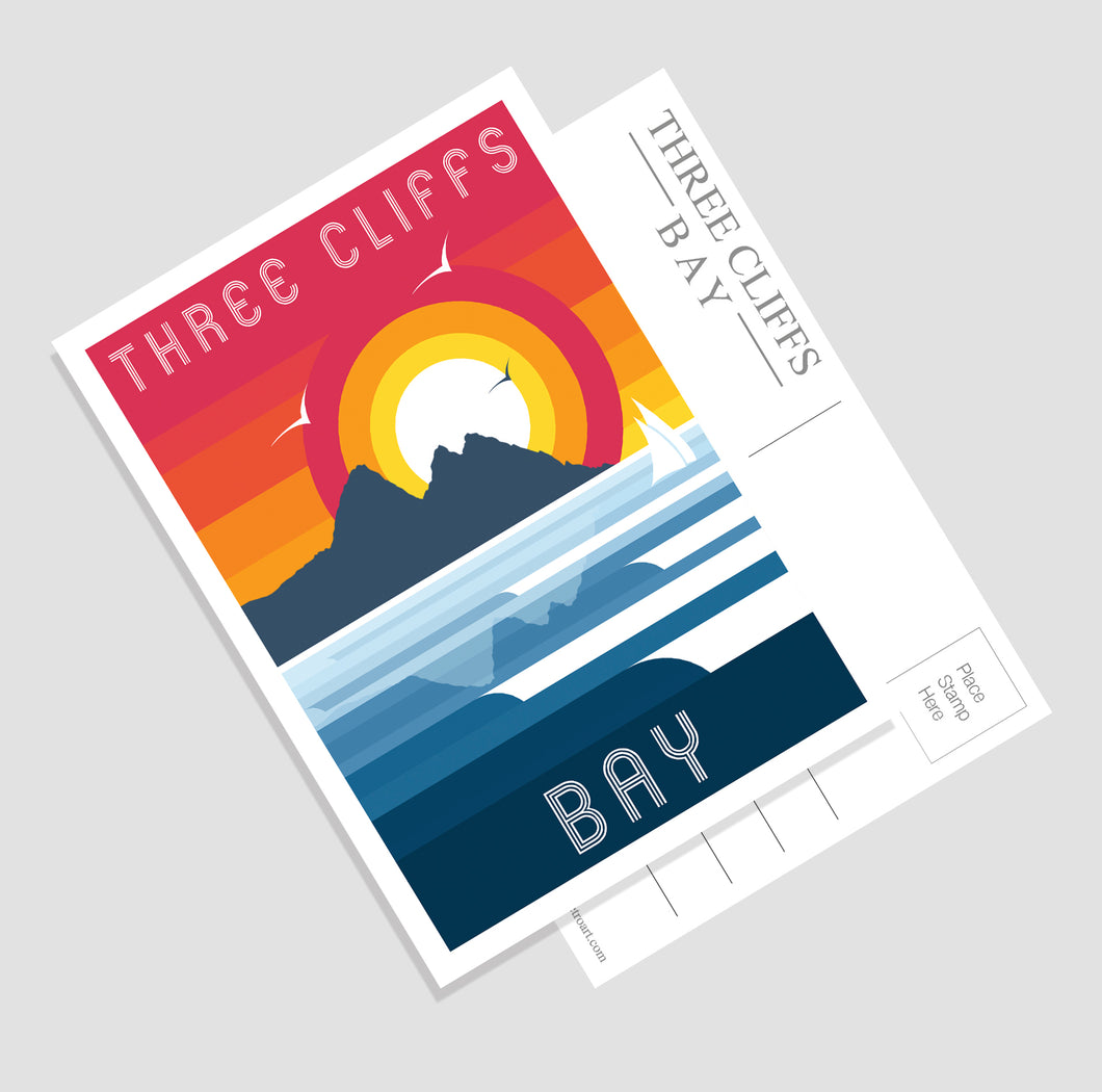 Three Cliffs Bay (Modern & Minimalistic) A6 Postcard