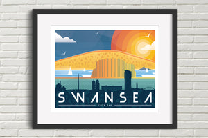 Corp Bay Swansea modern & minimalistic print  (Landscape version)