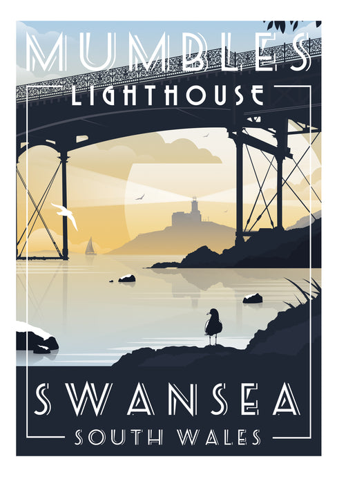 Vintage Style Railway Poster Print | Swansea Mumbles Bay | A4 A3 A2 Sizes