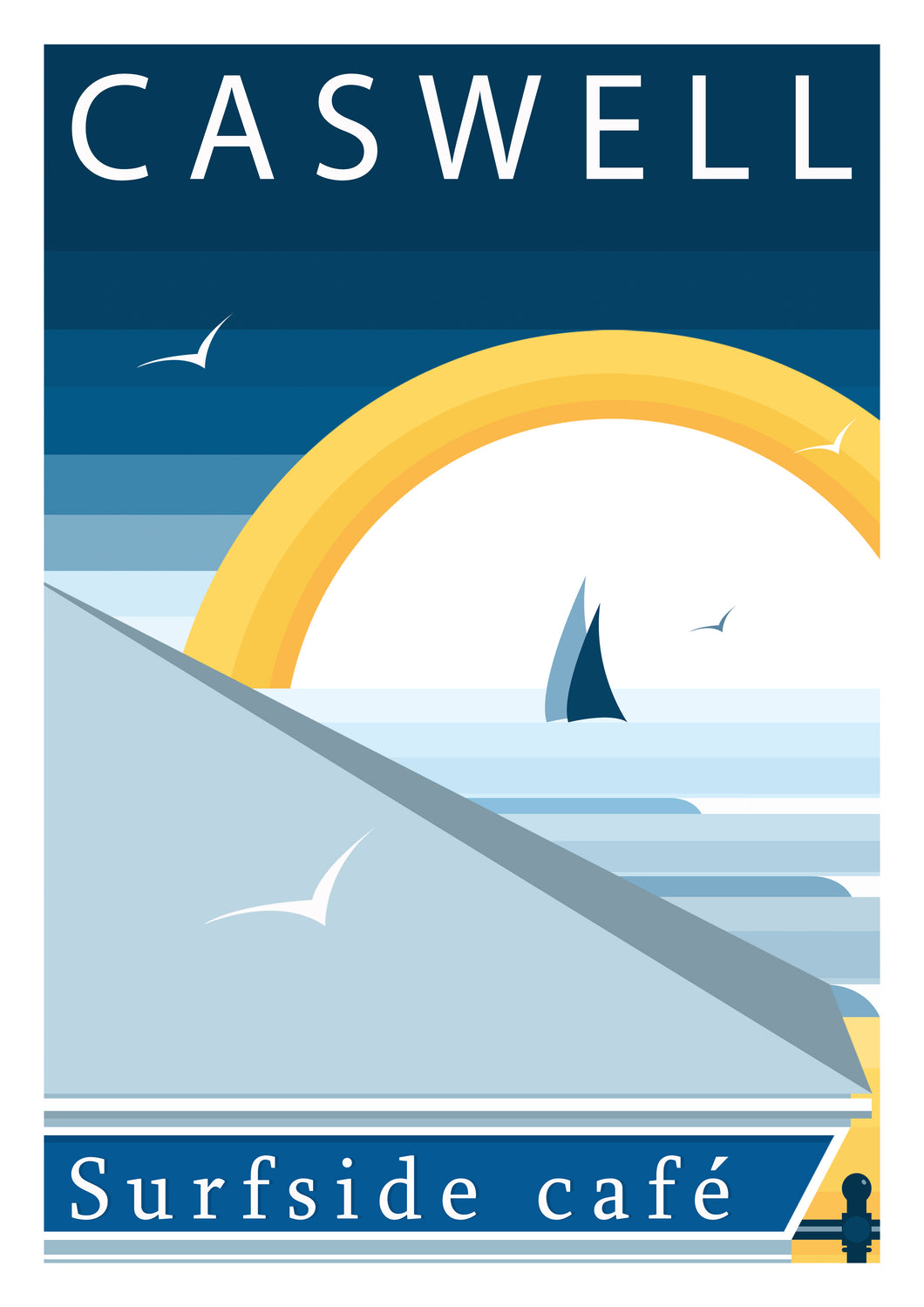Caswell Bay (Surfside Cafe) Modern 7 Minimalistic Print