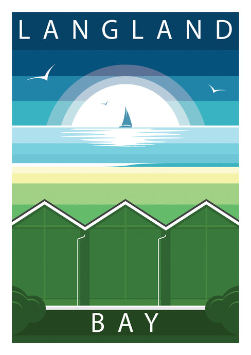 Langland Bay Huts (Gower, South Wales) Modern & Minimalistic Print