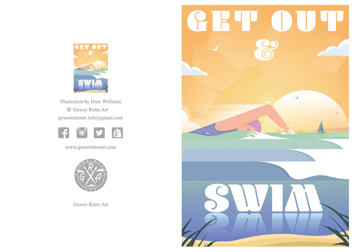 A6 Greeting Card (Get Out & Swim) Swansea Bay
