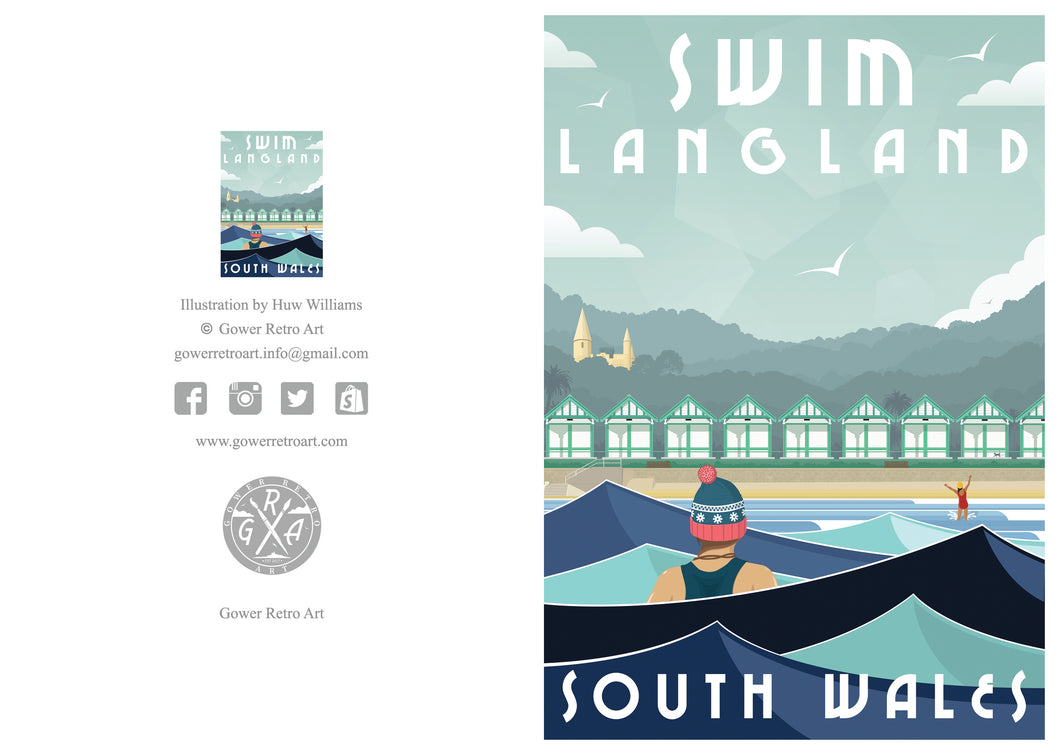 A6 Greeting Card (Swim Langland) South Wales