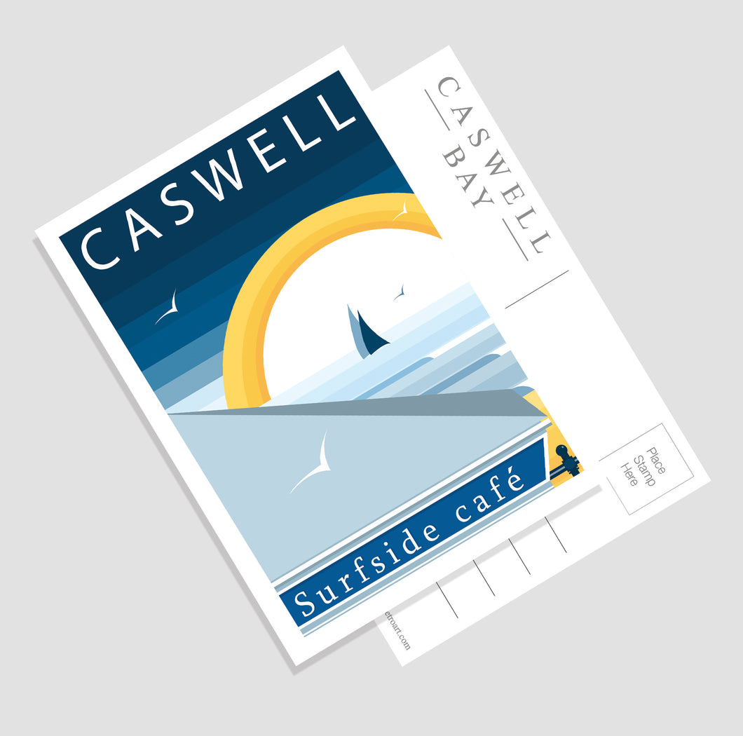 Caswell Bay / Surfside Cafe (Modern & Minimalistic A6 Postcard)