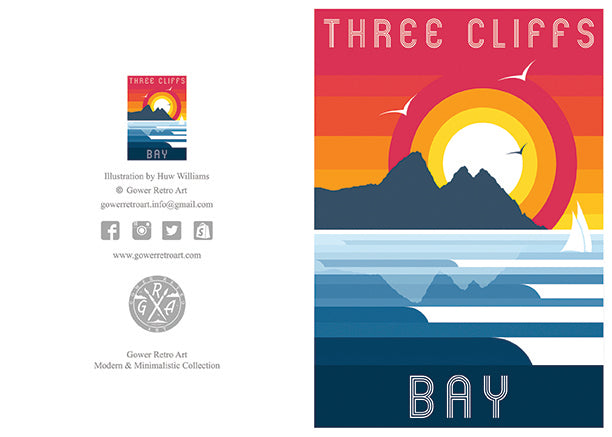 A6 Greeting Card (Three Cliffs Bay) Modern & Minimalistic