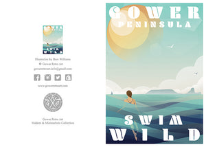 A6 Greeting Card (Swim Wild) Gower Peninsula