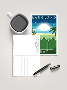 Paddle Boarder & Palms Trees, Langland Bay  (Modern & Minimalistic) A6 Postcard