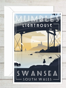 A6 Greeting Card (Mumbles Lighthouse) Swansea