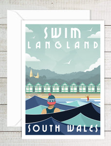 A6 Greeting Card (Swim Langland) South Wales