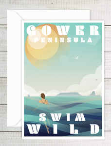 A6 Greeting Card (Swim Wild) Gower Peninsula