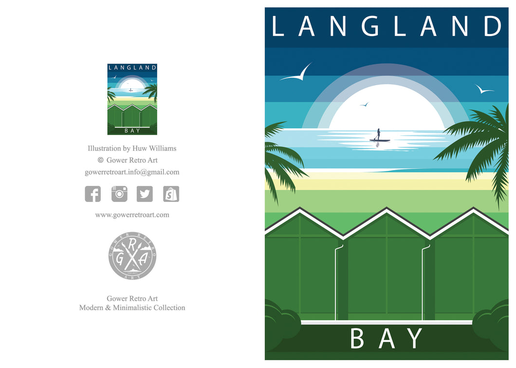 A6 Greeting Card (Langland Bay. Paddle Boarder & Palm Trees)