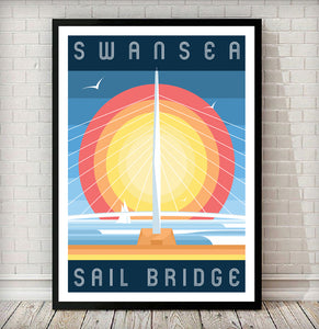 Sail Bridge (Swansea) Modern & Minimalistic Print