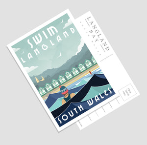 Swim Langland (South Wales) A6 Postcard