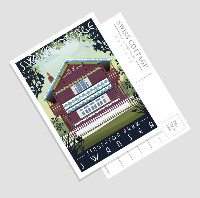 Swiss cottage (Singleton Park) Swansea A6 Postcard